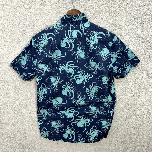Sonoma Short Sleeve Button Up Shirt Mens Medium Blue Octopus Beach Preppy Resort - Picture 3 of 7
